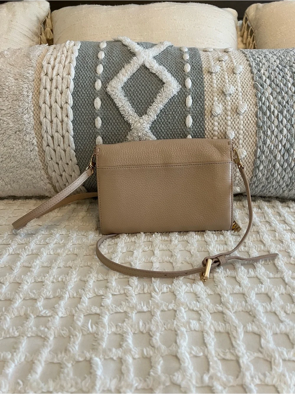 Tory Burch Light Oak Leather Crossbody Wallet